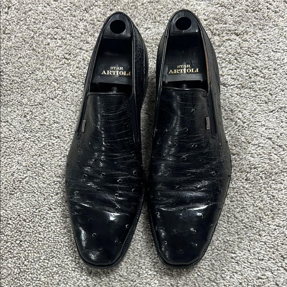 Stemar Black Leather Men's Shoes